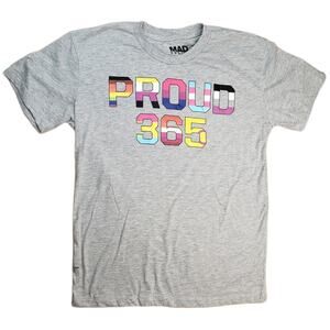 MAD ENGINE GRAY PRIDE RAINBOWS PROUD 365 SOFT T-SHIRT SIZE X-SMALL NWT COTTON